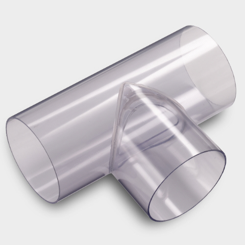 PVC T-St&uuml;ck 90&deg; Transparent, Klebemuffe, mit F&uuml;hrungssteg f&uuml;r drucklose Anwendungen