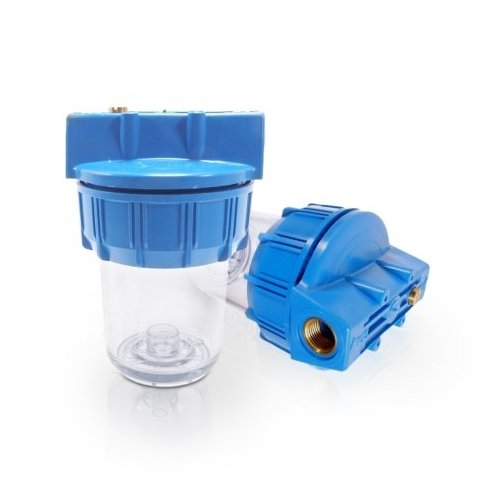 RF Standard Wasserfilter Filtergehäuse 5 Zoll,  mit 1/2 Zoll MS-Innengewinde, blau/transparent