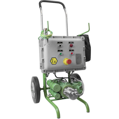 Impellerpumpe auf Fahrgestell und Steuereinheit, Tpy NIROSTAR 2000-A/PF, ATEX , 2800 min-1, 400 V, 30 Liter